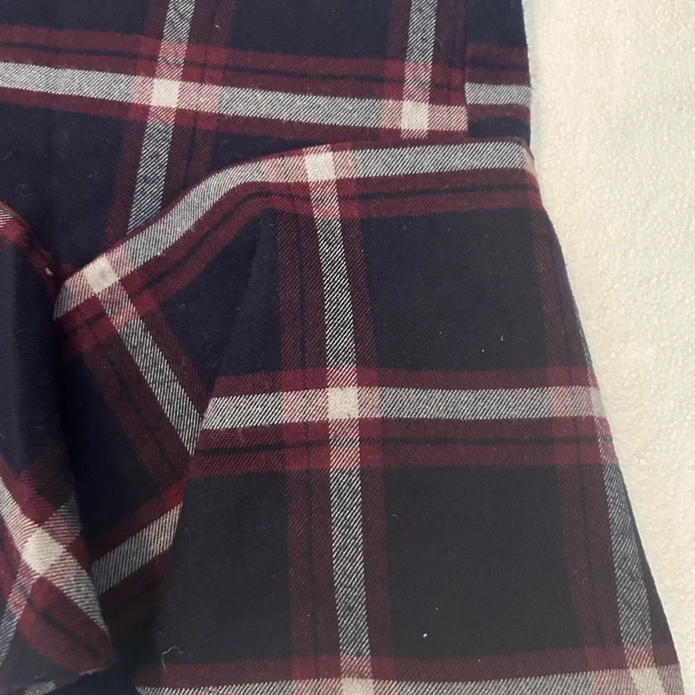 Oasis red blue white plaid mini skirt ruffled hem